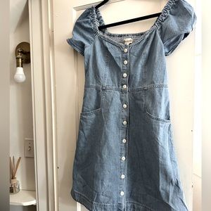 Madewell Denim Puff Sleeve Mini Dress in Dawnshire Wash NWT
